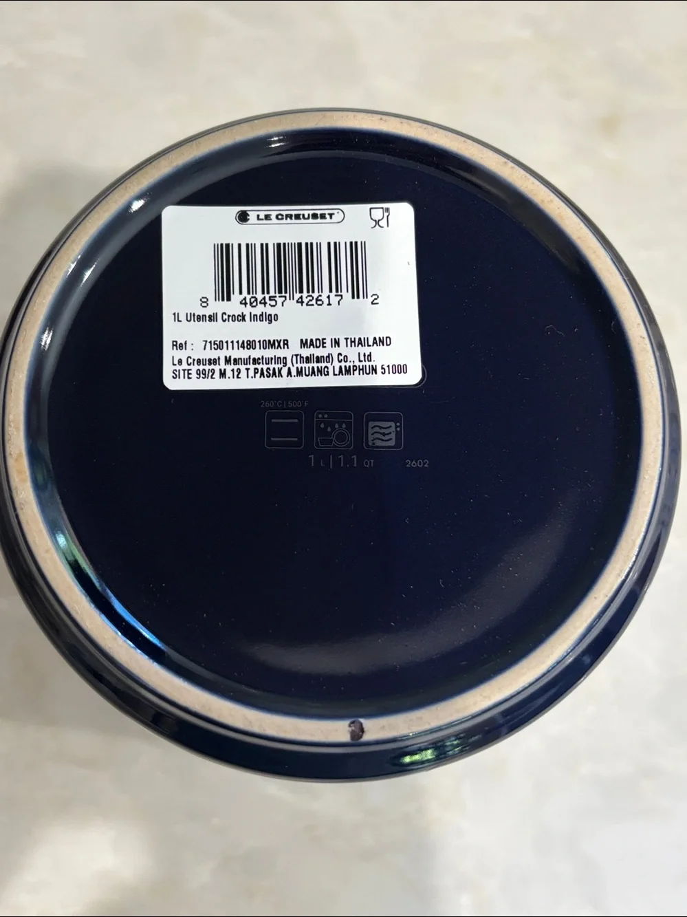 NWT Le Creuset blue indigo Utensil crock (only)